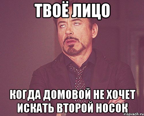 твоё лицо когда домовой не хочет искать второй носок, Мем твое выражение лица