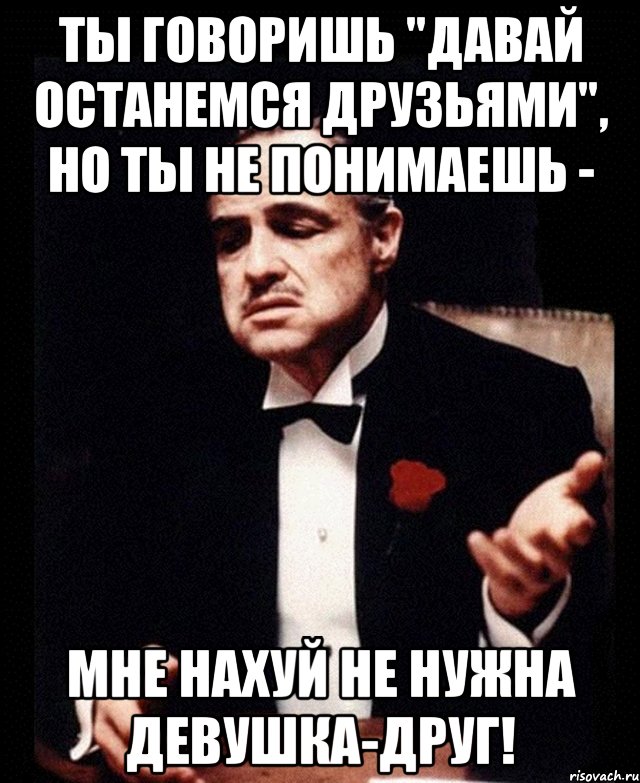 ты говоришь "давай останемся друзьями", но ты не понимаешь - мне нахуй не нужна девушка-друг!, Мем ты делаешь это без уважения