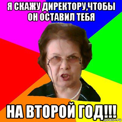 я скажу директору,чтобы он оставил тебя на второй год!!!, Мем Типичная училка