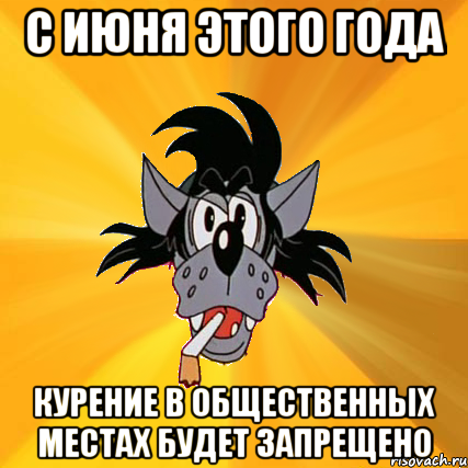 с июня этого года курение в общественных местах будет запрещено, Мем Волк