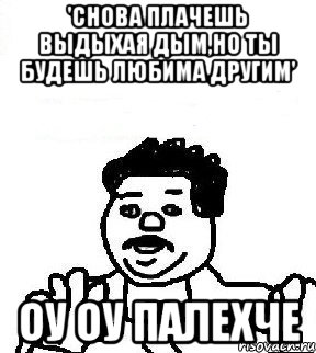 'снова плачешь выдыхая дым,но ты будешь любима другим' оу оу палехче