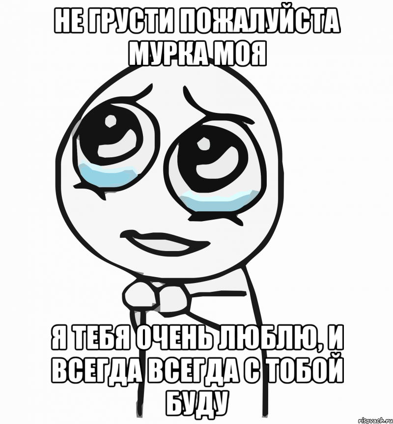 не грусти пожалуйста мурка моя я тебя очень люблю, и всегда всегда с тобой буду, Мем  ну пожалуйста (please)