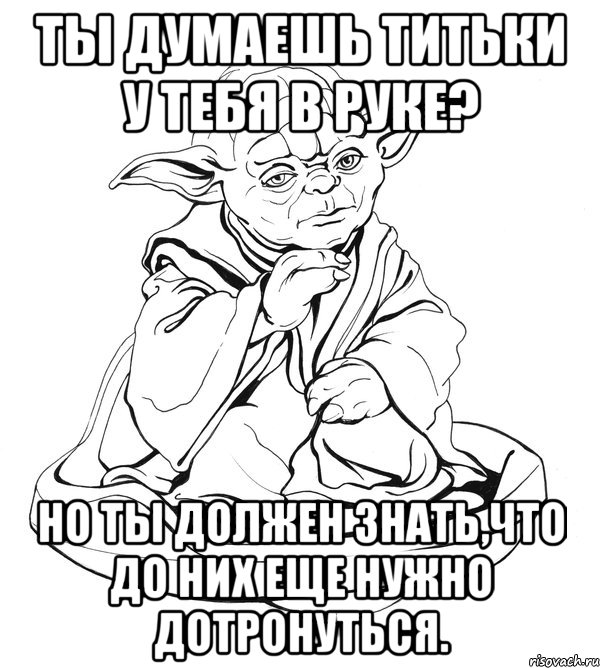 ты думаешь титьки у тебя в руке? но ты должен знать,что до них еще нужно дотронуться., Мем Мастер Йода