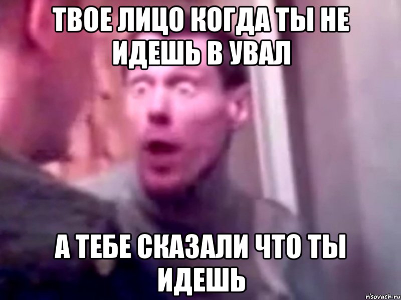 твое лицо когда ты не идешь в увал а тебе сказали что ты идешь, Мем Запили