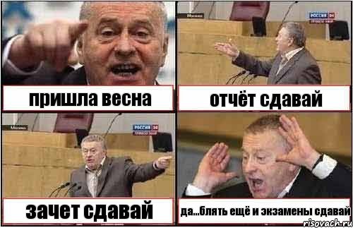 пришла весна отчёт сдавай зачет сдавай да...блять ещё и экзамены сдавай, Комикс жиреновский