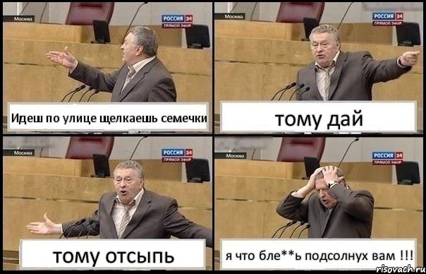 Идеш по улице щелкаешь семечки тому дай тому отсыпь я что бле**ь подсолнух вам !!!, Комикс Жирик в шоке хватается за голову