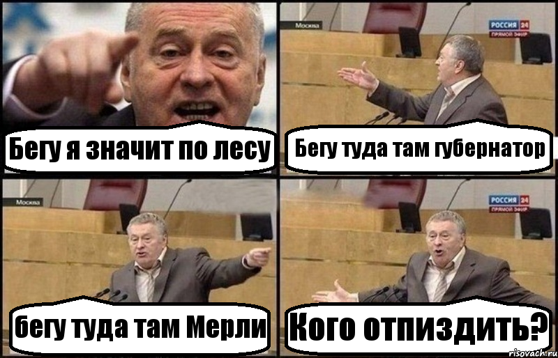 Бегу я значит по лесу Бегу туда там губернатор бегу туда там Мерли Кого отпиздить?, Комикс Жириновский