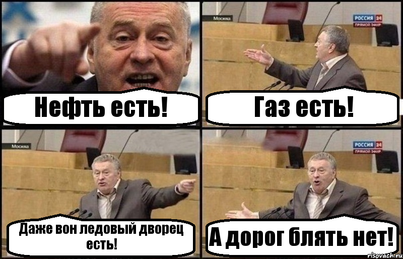 Нефть есть! Газ есть! Даже вон ледовый дворец есть! А дорог блять нет!, Комикс Жириновский