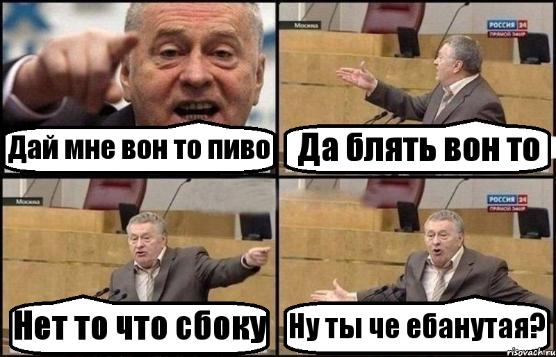 Дай мне вон то пиво Да блять вон то Нет то что сбоку Ну ты че ебанутая?, Комикс Жириновский