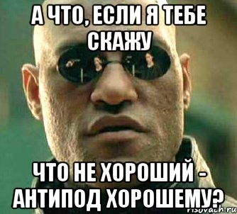 а что, если я тебе скажу что не хороший - антипод хорошему?, Мем  а что если я скажу тебе