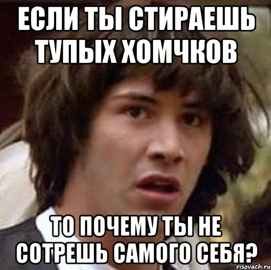 если ты стираешь тупых хомчков то почему ты не сотрешь самого себя?, Мем А что если (Киану Ривз)