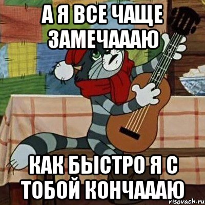 а я все чаще замечаааю как быстро я с тобой кончаааю, Мем Кот Матроскин с гитарой