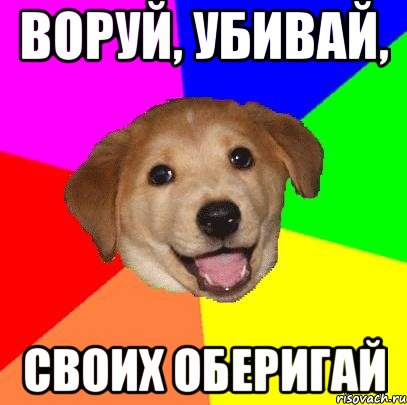 воруй, убивай, своих оберигай, Мем Advice Dog