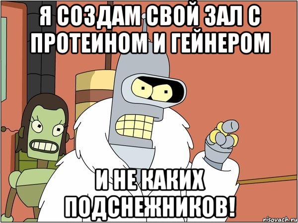 я создам свой зал с протеином и гейнером и не каких подснежников!, Мем Бендер