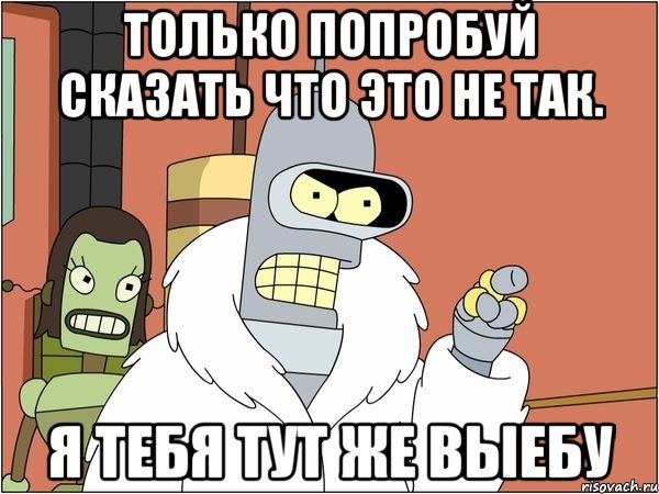 только попробуй сказать что это не так. я тебя тут же выебу, Мем Бендер