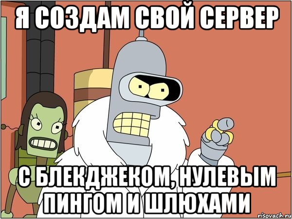 я создам свой сервер с блекджеком, нулевым пингом и шлюхами, Мем Бендер