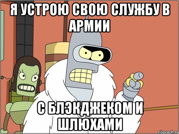 я устрою свою службу в армии с блэкджеком и шлюхами, Мем Бендер