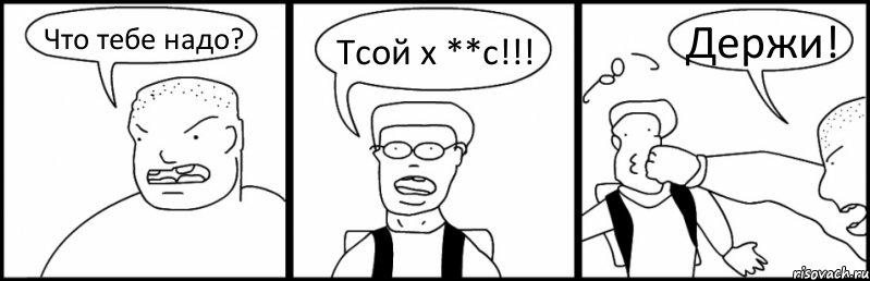 Что тебе надо? Тсой х **с!!! Держи!