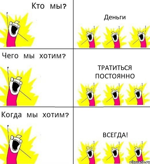 Деньги Тратиться постоянно Всегда!, Комикс Что мы хотим