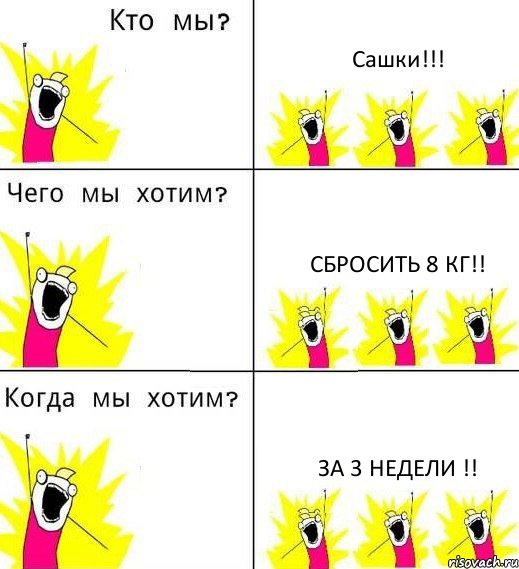 Сашки!!! СБРОСИТЬ 8 КГ!! за 3 недели !!, Комикс Что мы хотим