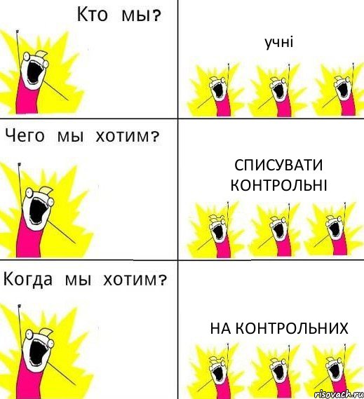 учні списувати контрольні на контрольних, Комикс Что мы хотим