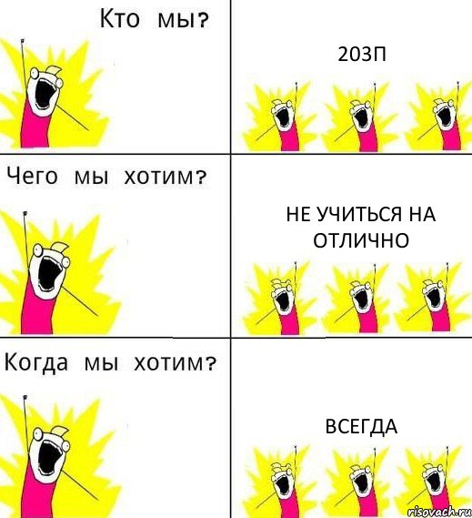 203П Не учиться на отлично Всегда, Комикс Что мы хотим