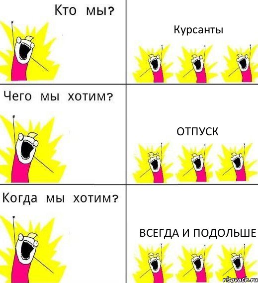 Курсанты Отпуск Всегда и подольше, Комикс Что мы хотим