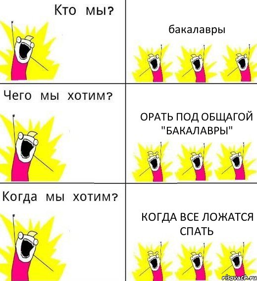 бакалавры орать под общагой "бакалавры" когда все ложатся спать, Комикс Что мы хотим