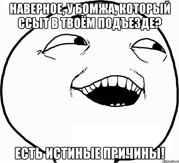 наверное, у бомжа, который ссыт в твоём подъезде? есть истиные причины!, Мем Дааа