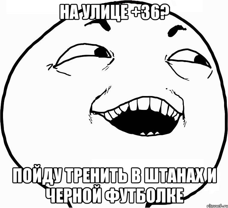 на улице +36? пойду тренить в штанах и черной футболке, Мем Дааа