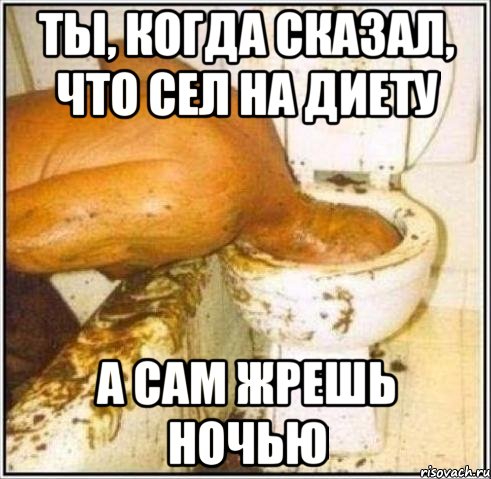 ты, когда сказал, что сел на диету а сам жрешь ночью, Мем Дайвер