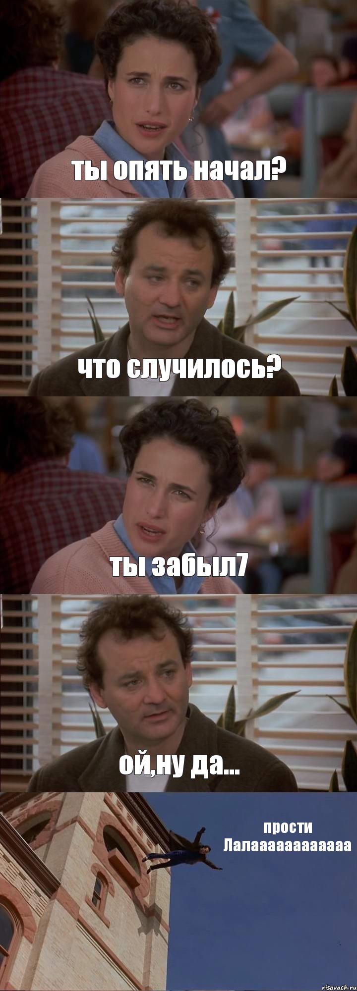 ты опять начал? что случилось? ты забыл7 ой,ну да... прости Лалаааааааааааа, Комикс День сурка