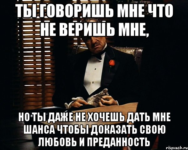 ты говоришь мне что не веришь мне, но ты даже не хочешь дать мне шанса чтобы доказать свою любовь и преданность, Мем Дон Вито Корлеоне