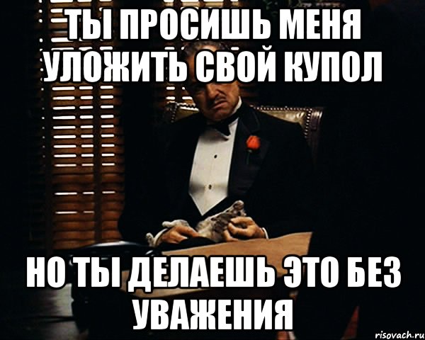 ты просишь меня уложить свой купол но ты делаешь это без уважения, Мем Дон Вито Корлеоне