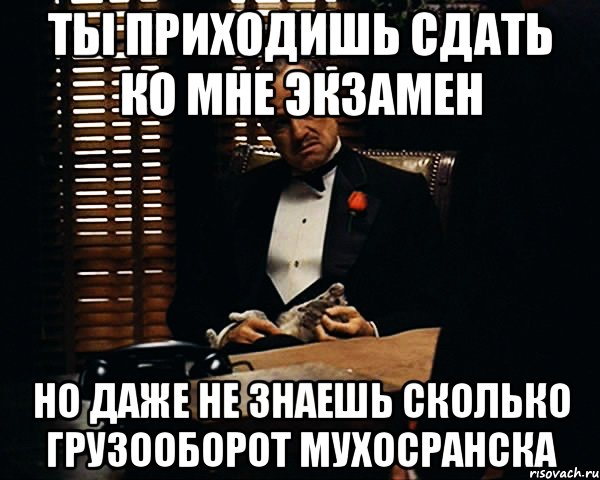 ты приходишь сдать ко мне экзамен но даже не знаешь сколько грузооборот мухосранска, Мем Дон Вито Корлеоне