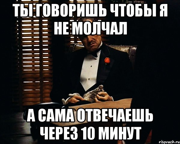 ты говоришь чтобы я не молчал а сама отвечаешь через 10 минут, Мем Дон Вито Корлеоне