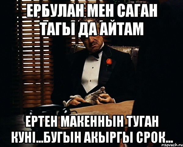 ербулан мен саган тагы да айтам ертен макеннын туган куні...бугын акыргы срок..., Мем Дон Вито Корлеоне