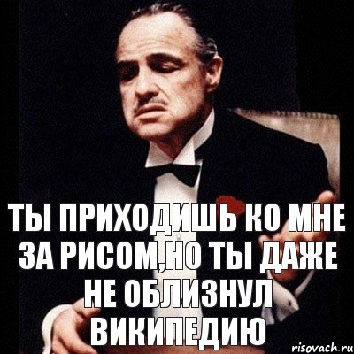 ты приходишь ко мне за рисом,но ты даже не облизнул википедию, Комикс Дон Вито Корлеоне 1