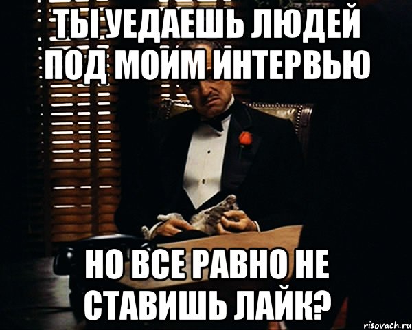 ты уедаешь людей под моим интервью но все равно не ставишь лайк?, Мем Дон Вито Корлеоне