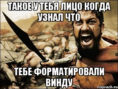 такое у тебя лицо когда узнал что тебе форматировали винду, Мем Это Спарта