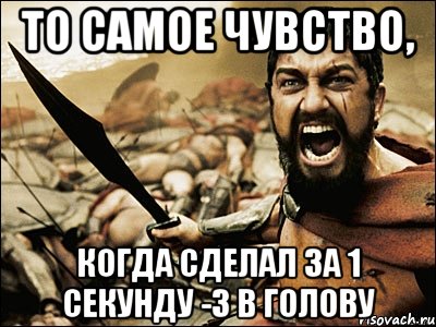 то самое чувство, когда сделал за 1 секунду -3 в голову, Мем Это Спарта