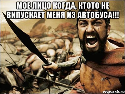 мое лицо когда, ктото не випускает меня из автобуса!!! , Мем Это Спарта