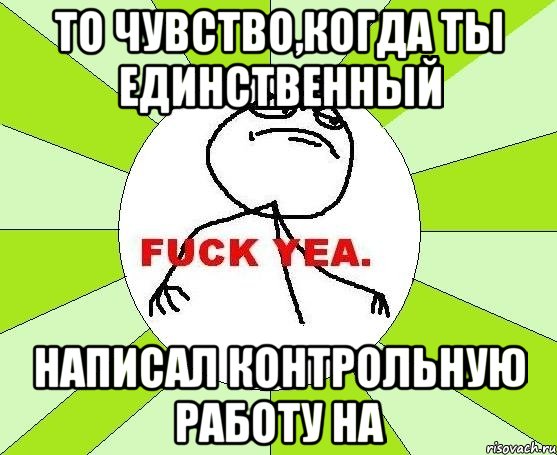 то чувство,когда ты единственный написал контрольную работу на, Мем фак е