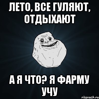 лето, все гуляют, отдыхают а я что? я фарму учу, Мем Forever Alone