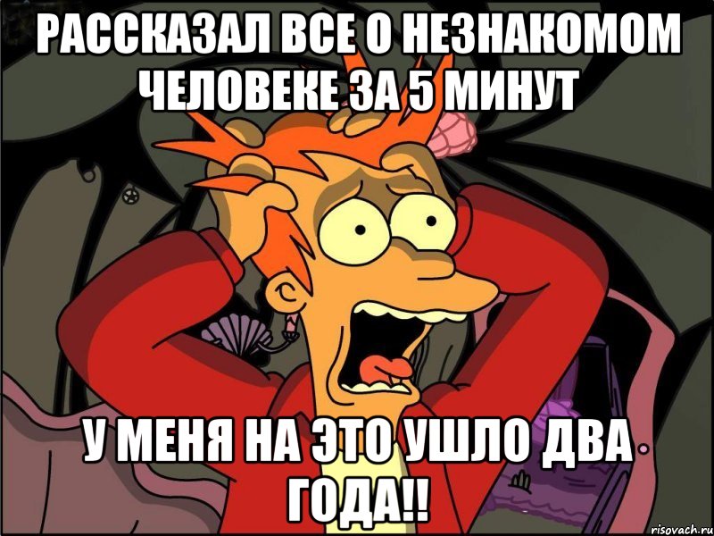 рассказал все о незнакомом человеке за 5 минут у меня на это ушло два года!!, Мем Фрай в панике