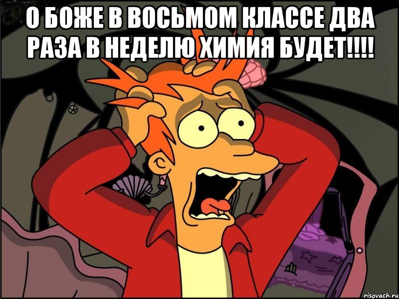 о боже в восьмом классе два раза в неделю химия будет!!! , Мем Фрай в панике