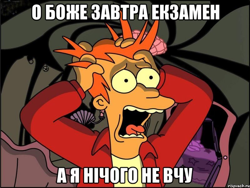 о боже завтра екзамен а я нічого не вчу, Мем Фрай в панике