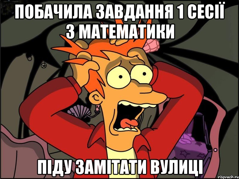 побачила завдання 1 сесії з математики піду замітати вулиці, Мем Фрай в панике