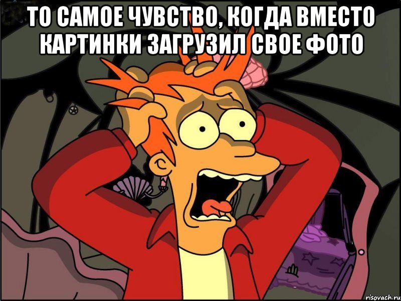 то самое чувство, когда вместо картинки загрузил свое фото , Мем Фрай в панике