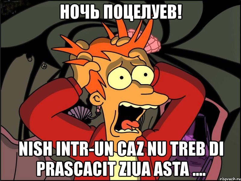 ночь поцелуев! nish intr-un caz nu treb di prascacit ziua asta ...., Мем Фрай в панике